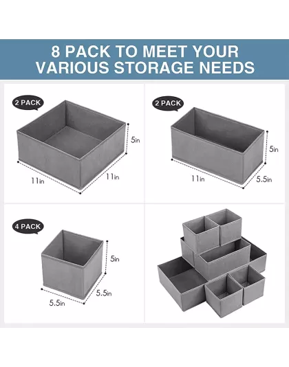 8 Piece Underwear Storage Organizer