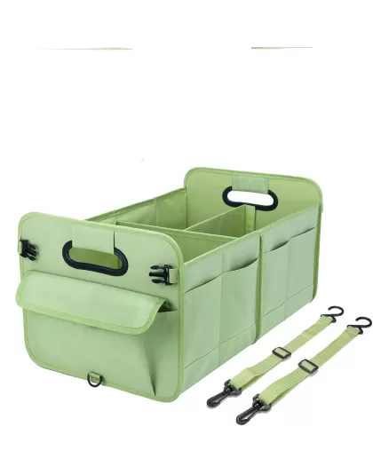 Collapsible 66L Oxford Matcha Color Fabric Car Boot Organiser Storage Box