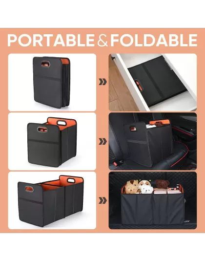 Foldable Car Trunk Organizer With Compartments Large