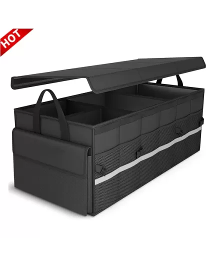 3 Compartments Collapsible Universal Car Box Organizer With Lid