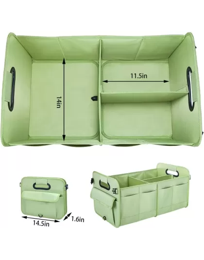 Collapsible 66L Oxford Matcha Color Fabric Car Boot Organiser Storage Box