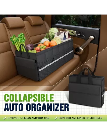 3 Compartments Collapsible Universal Car Box Organizer With Lid