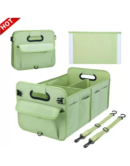 Collapsible 66L Oxford Matcha Color Fabric Car Boot Organiser Storage Box