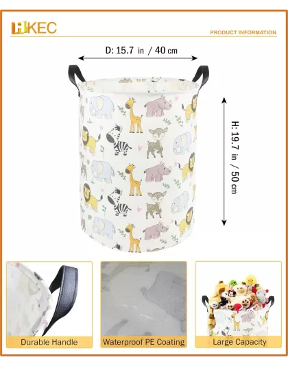 Cute Animals Canvas Baby Laundry Basket With handle