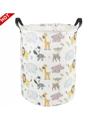 Cute Animals Canvas Baby Laundry Basket With handle