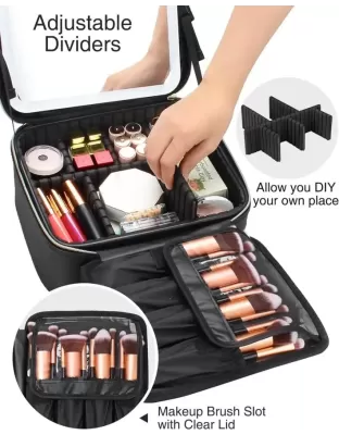 Large Waterproof Makeup Bag With LED Mirror