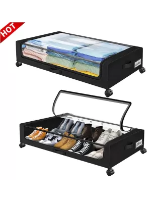 Foldable Under The Bed Storage With Wheels And Lid