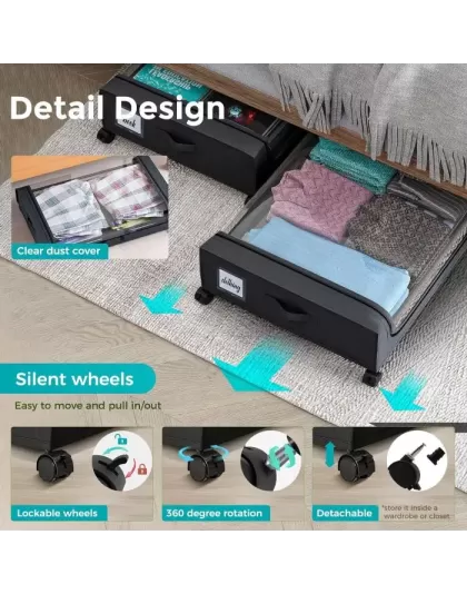 Foldable Under The Bed Storage With Wheels And Lid