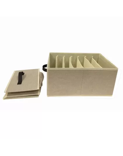 Large Beige Collapsible Jeans Box With 7 Grids