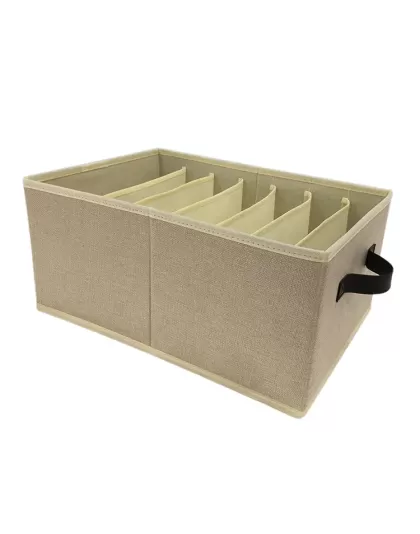 Large Beige Collapsible Jeans Box With 7 Grids