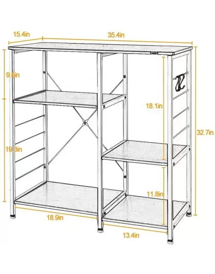 Wooden Kitchen Storage Rackwith Metal Hook